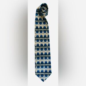 Sophisticated Patterned Blue and Gold Tie